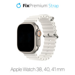 FixPremium - Remienok Ocean Loop pre Apple Watch (38, 40 a 41mm), biela