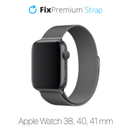 FixPremium - Remienok Milanese Loop pre Apple Watch (38, 40 a 41mm), graphite