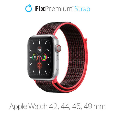 FixPremium - Nylonový Remienok pre Apple Watch (42, 44, 45 a 49mm), červená