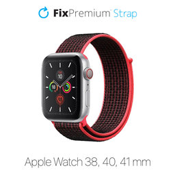 FixPremium - Nylonový Remienok pre Apple Watch (38, 40 a 41mm), červená