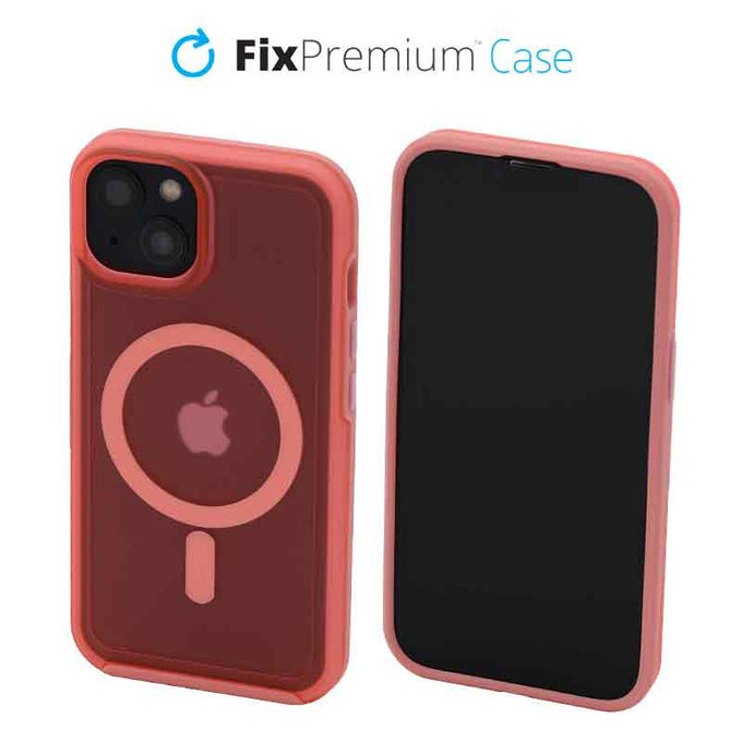 FixPremium - Puzdro Clear s MagSafe pre iPhone 14, peach pink