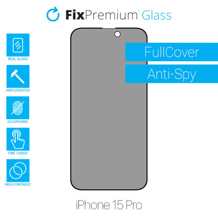FixPremium Privacy Anti-Spy Glass - Tvrdené Sklo pre iPhone 15 Pro