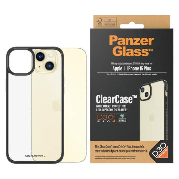 Puzdro ClearCase D3O pre iPhone 15 Plus, Čierna, PanzerGlass