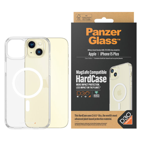 Puzdro HardCase D3O s MagSAFE by PanzerGlass pre iPhone 15 Plus, Transparentná, PanzerGlass