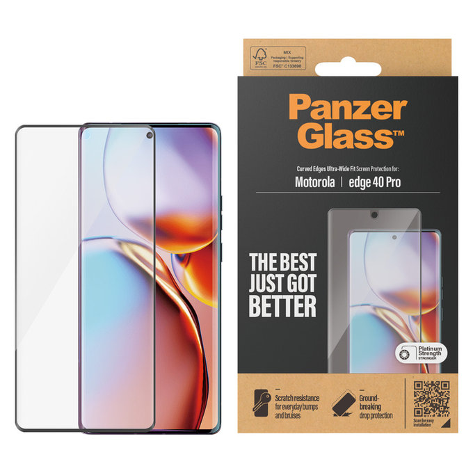 Tvrdené sklo UWF pre Motorola Edge 40 Pro, Čierna, PanzerGlass