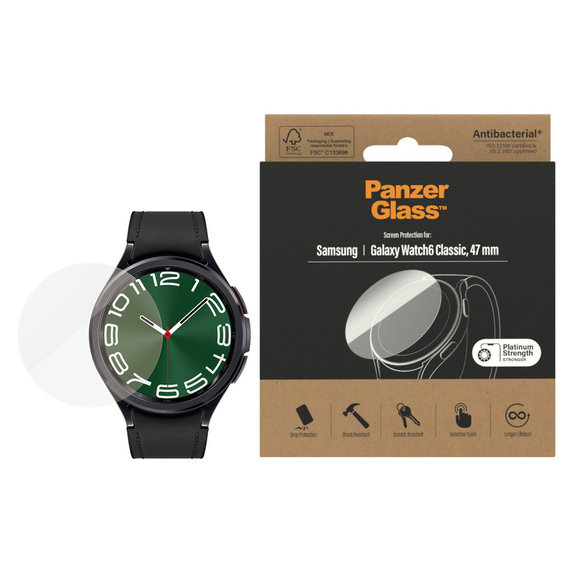 Tvrdené sklo Flat Glass AB pre Samsung Galaxy Watch6 47 mm, Číra, PanzerGlass