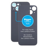 Apple iPhone 15 - Sklo Zadného Housingu so Zväčšeným Otvorom na Kameru (Black)