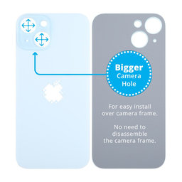 Apple iPhone 15 - Sklo Zadného Housingu so Zväčšeným Otvorom na Kameru (Blue)
