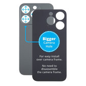 Apple iPhone 15 Pro - Sklo Zadného Housingu so Zväčšeným Otvorom na Kameru (Black Titanium)