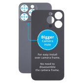 Apple iPhone 15 Pro Max - Sklo Zadného Housingu so Zväčšeným Otvorom na Kameru (Black Titanium)