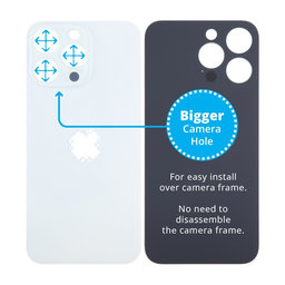 Apple iPhone 15 Pro Max - Sklo Zadného Housingu so Zväčšeným Otvorom na Kameru (White Titanium)