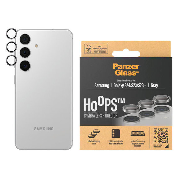 Ochranný kryt objektívu Hoops pre Samsung Galaxy S24/S23/S23+, Šedá, PanzerGlass