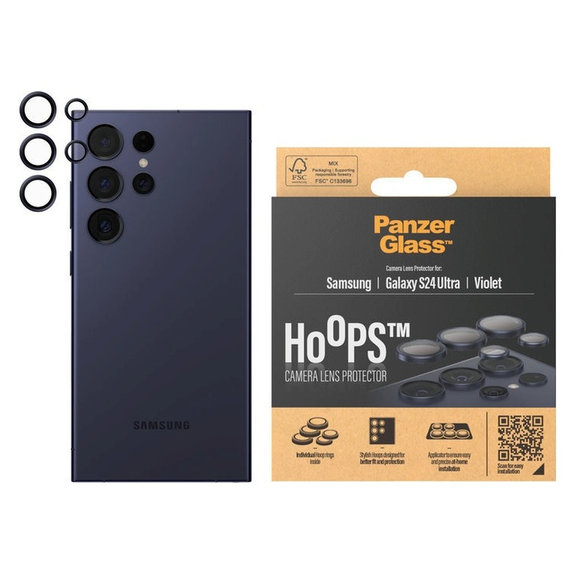 Ochranný kryt objektívu Hoops pre Samsung Galaxy S24 Ultra, Fialová, PanzerGlass