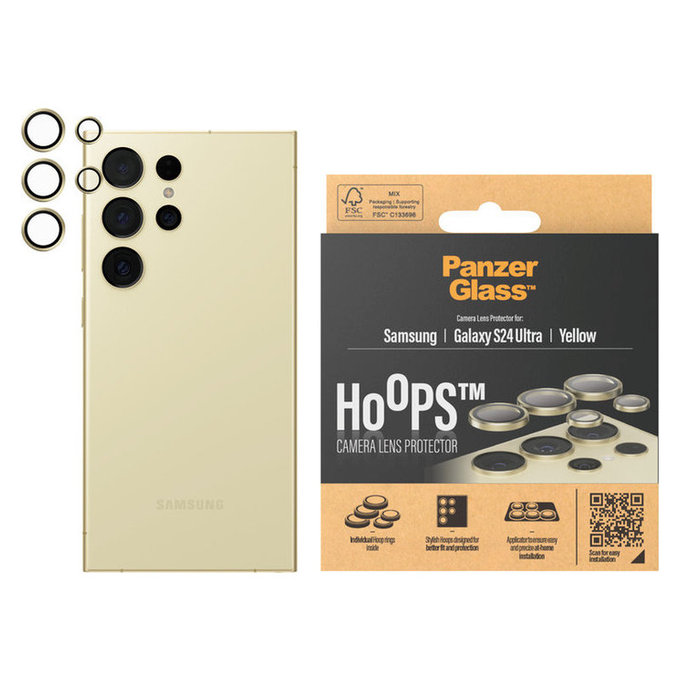 Ochranný kryt objektívu Hoops pre Samsung Galaxy S24 Ultra, Žltá, PanzerGlass
