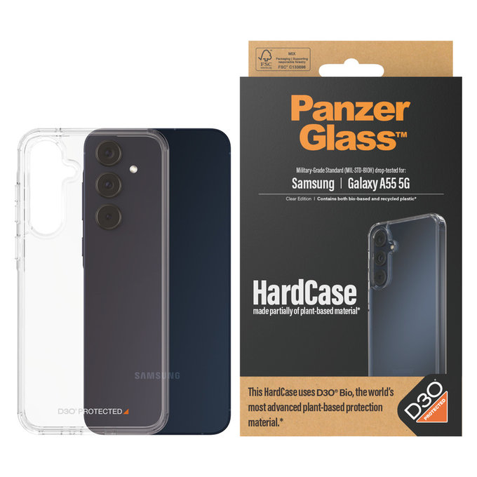 Puzdro HardCase D3O pre Samsung Galaxy A55 5G, Transparentná, PanzerGlass