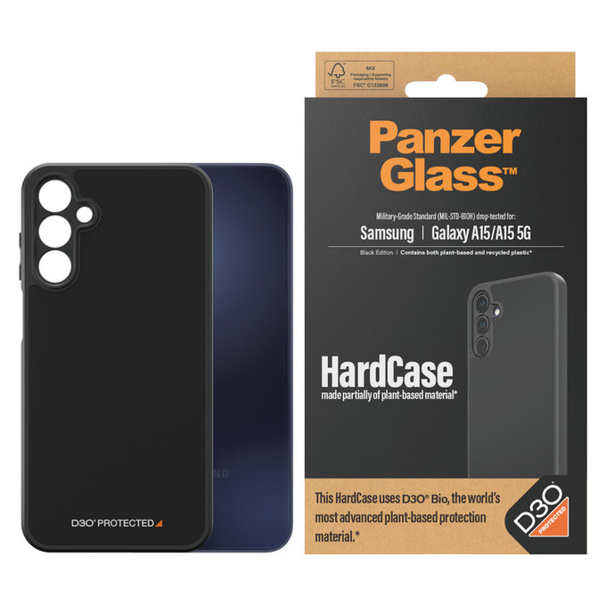 Puzdro HardCase D3O pre Samsung Galaxy A15/A15 5G, Čierna, PanzerGlass