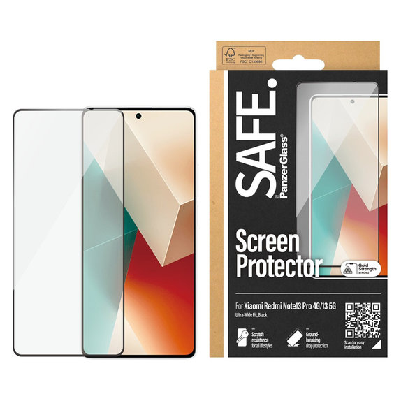 Tvrdené sklo UWF pre Xiaomi Redmi Note 13 4G, Čierna, SAFE by PanzerGlass