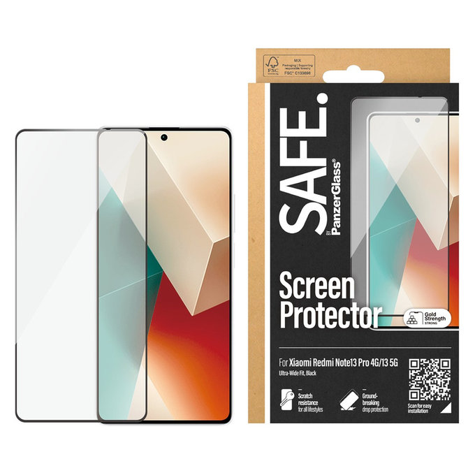 Tvrdené sklo UWF pre Xiaomi Redmi Note 13 4G, Čierna, SAFE by PanzerGlass