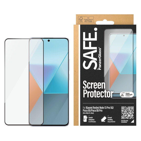 Tvrdené sklo UWF pre Xiaomi Redmi Note 13 Pro 5G, Čierna, SAFE by PanzerGlass