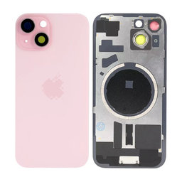 Apple iPhone 15 - Sklo Zadného Housingu + Sklíčko Kamery + Kovový Pliešok + Magsafe Magnet (Pink)