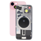 Apple iPhone 15 - Sklo Zadného Housingu + Sklíčko Kamery + Kovový Pliešok + Magsafe Magnet (Pink)