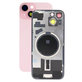 Apple iPhone 15 - Sklo Zadného Housingu + Sklíčko Kamery + Kovový Pliešok + Magsafe Magnet (Pink)