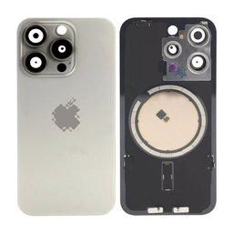 Apple iPhone 15 Pro - Sklo Zadného Housingu + Sklíčko Kamery + Kovový Pliešok + Magsafe Magnet (Natural Titanium)