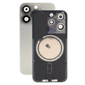 Apple iPhone 15 Pro - Sklo Zadného Housingu + Sklíčko Kamery + Kovový Pliešok + Magsafe Magnet (Natural Titanium)