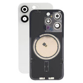 Apple iPhone 15 Pro - Sklo Zadného Housingu + Sklíčko Kamery + Kovový Pliešok + Magsafe Magnet (White Titanium)