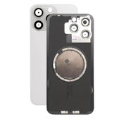 Apple iPhone 15 Pro Max - Sklo Zadného Housingu + Sklíčko Kamery + Kovový Pliešok + Magsafe Magnet (White Titanium)
