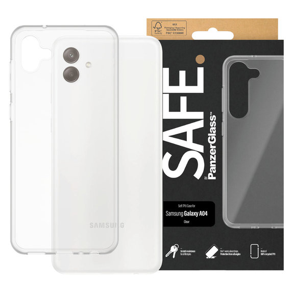Puzdro TPU pre Samsung Galaxy A04, Transparentná, SAFE by PanzerGlass
