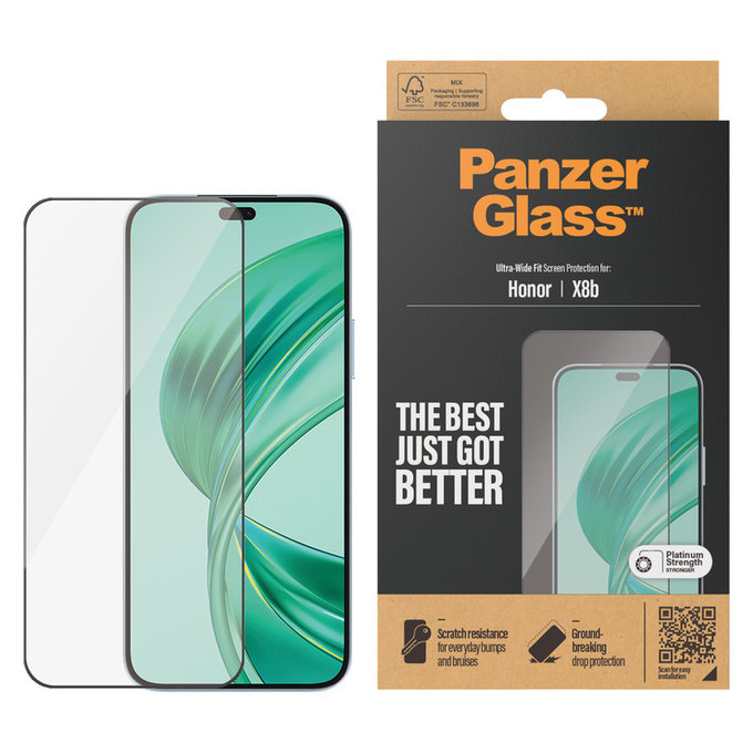 Tvrdené sklo UWF pre Honor 90 Smart, Čierna, PanzerGlass