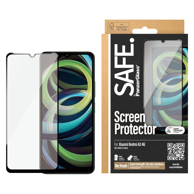 Tvrdené sklo UWF pre Xiaomi Redmi A3, Čierna, SAFE by PanzerGlass
