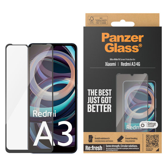 Tvrdené sklo UWF AB pre Xiaomi Redmi A3, Čierne, PanzerGlass