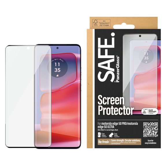 Tvrdené sklo UWF pre Motorola Edge 50 Pro, Čierna, SAFE by PanzerGlass