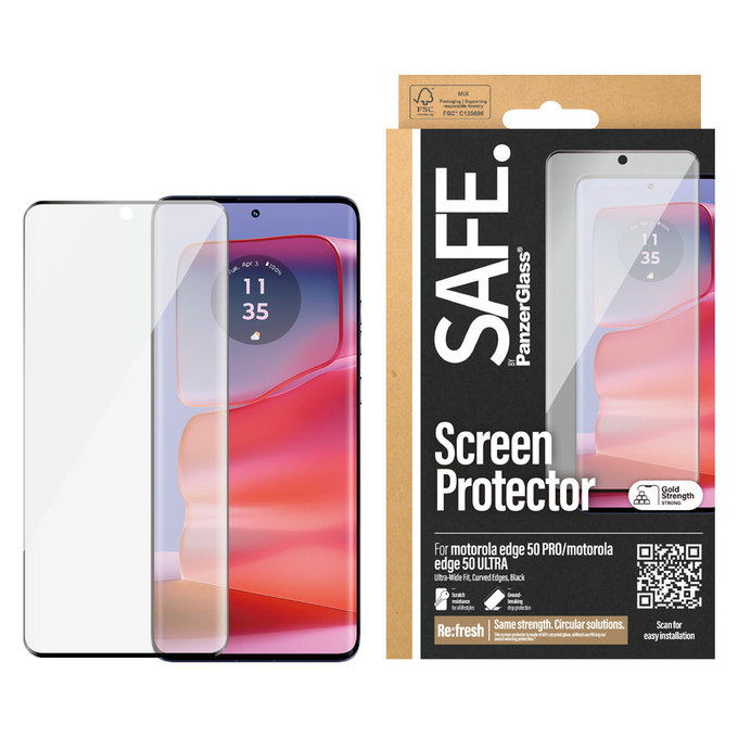 Tvrdené sklo UWF pre Motorola Edge 50 Pro, Čierna, SAFE by PanzerGlass