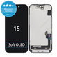 Displej Soft OLED pre iPhone 15, Dotykové sklo s rámom, FixPremium