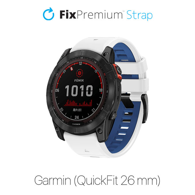 FixPremium - Dvojfarebný Silikónový Remienok pre Garmin (QuickFit 26mm), biely