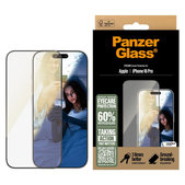 Tvrdené sklo UWF Eyecare s aplikátorom pre iPhone 16 Pro, Čierna, PanzerGlass