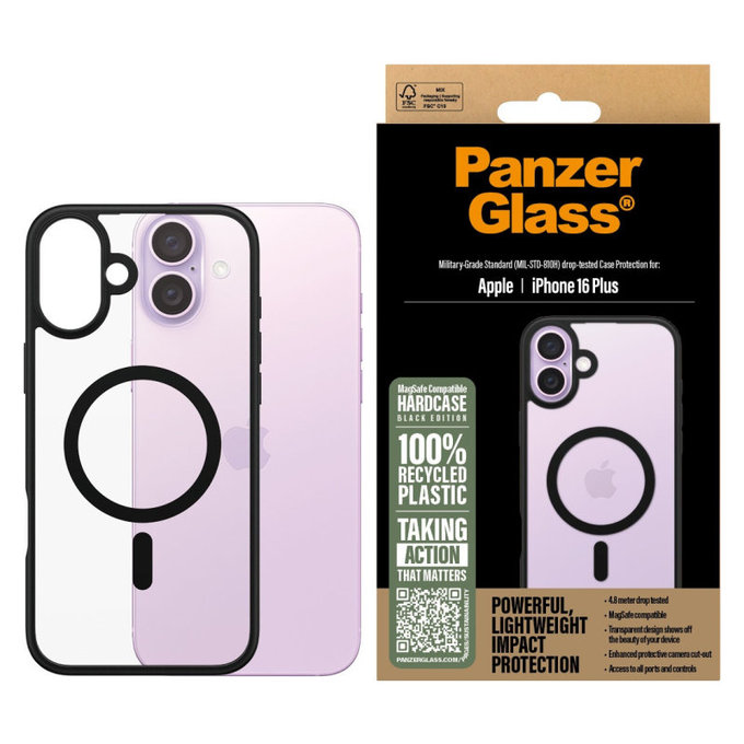 Puzdro HardCase s MagSafe pre iPhone 16 Plus, Čierna, PanzerGlass