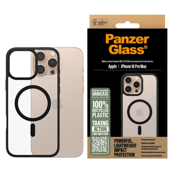 Puzdro HardCase s MagSafe pre iPhone 16 Pro Max, Čierna, PanzerGlass
