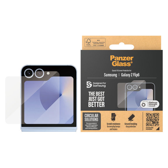Tvrdené sklo Classic Fit pre Samsung Galaxy Z Flip6, Číra, PanzerGlass
