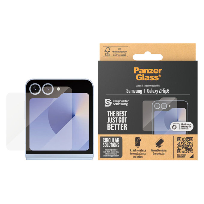 Tvrdené sklo Classic Fit pre Samsung Galaxy Z Flip6, Číra, PanzerGlass