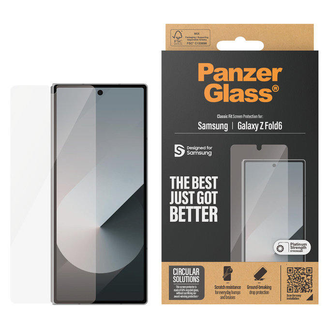 Tvrdené sklo Classic Fit pre Samsung Galaxy Z Fold6, Číra, PanzerGlass