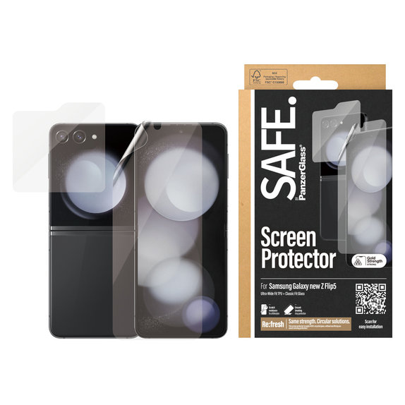 Ochranná fólia UWF a tvrdené sklo pre Samsung Galaxy Z Flip6, Číra, SAFE by PanzerGlass