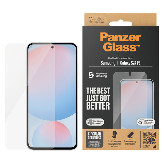 Tvrdené sklo UWF s aplikátorom pre Samsung Galaxy S24 FE, Číra, PanzerGlass