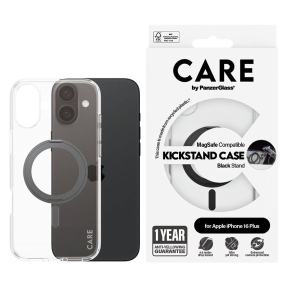 Puzdro Kickstand s MagSafe pre iPhone 16 Plus, Čierna, CARE