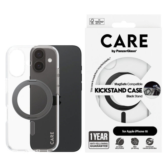 Puzdro Kickstand s MagSafe pre iPhone 16, Čierna, CARE