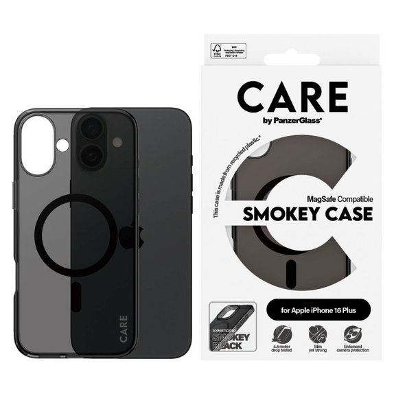 Puzdro Smokey s MagSafe pre iPhone 16 Plus, Čierna, CARE