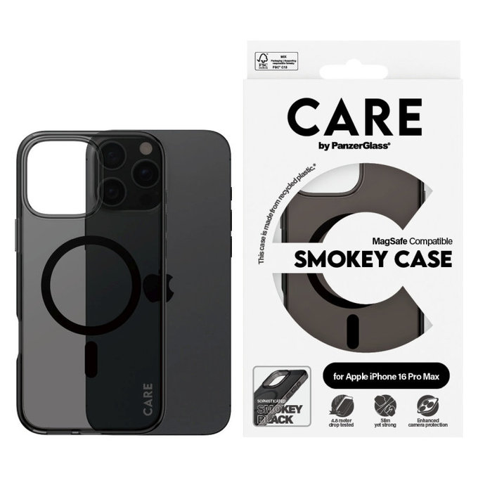 Puzdro Smokey s MagSafe pre iPhone 16 Pro Max, Čierna, CARE